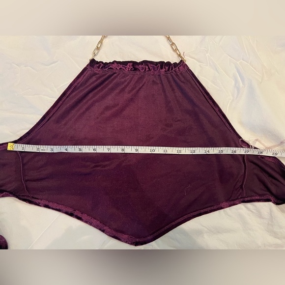Just Polly Amethyst Purple Crushed Velvet Gold Chain Halter Top Small - Picture 10 of 11
